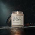 The Printify 50th Birthday Candle Gift, labeled "Smells Like Your Forties Are Over," is a funny milestone birthday candle—ideal as an over the hill or 50th birthday gift.