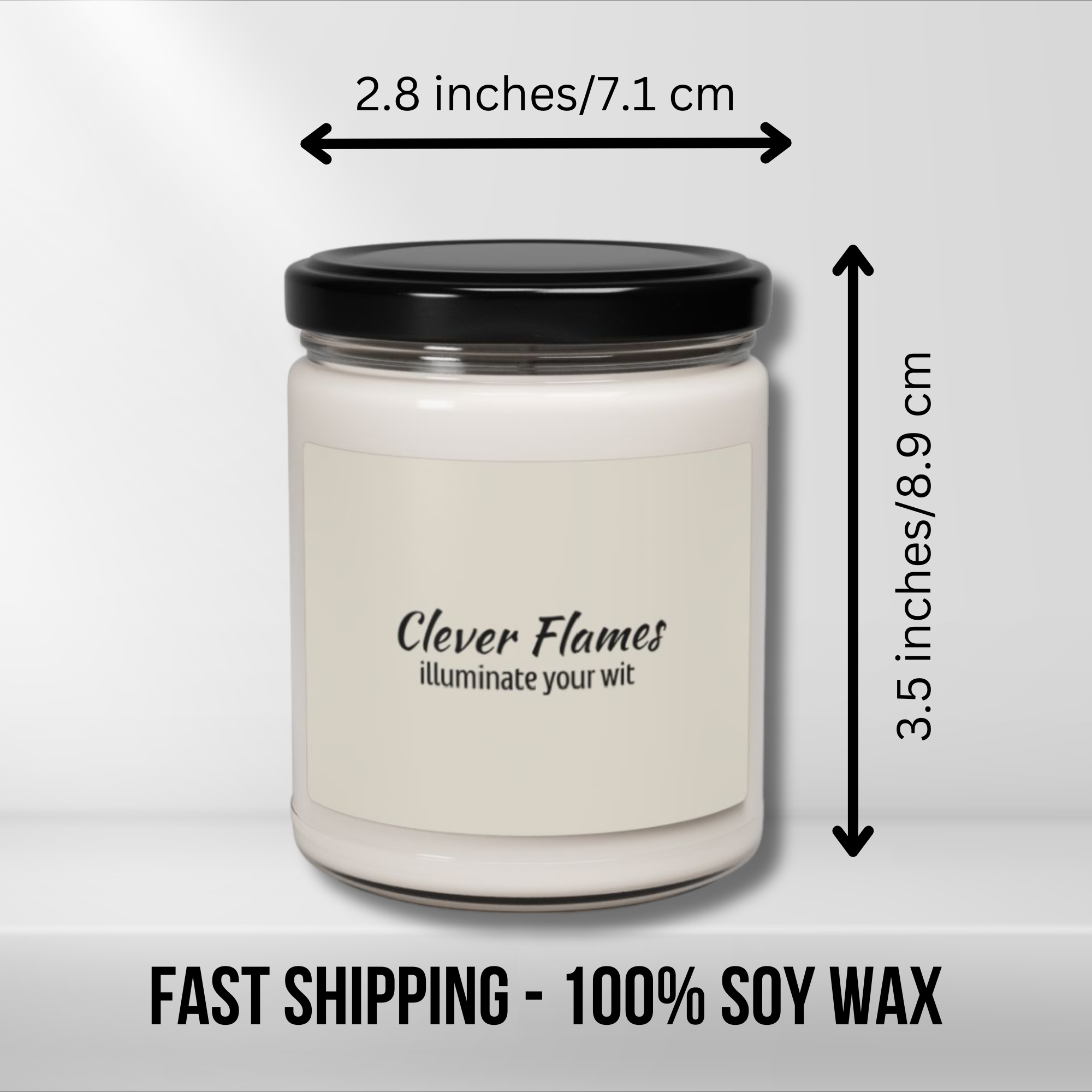 The Smells Like She's Planning a Trip Soy Candle by Printify is a 9oz white soy candle in a glass jar with black lid (2.8"D x 3.5"H). Eco-friendly, 100% soy wax with fast shipping—the perfect travel gift!.