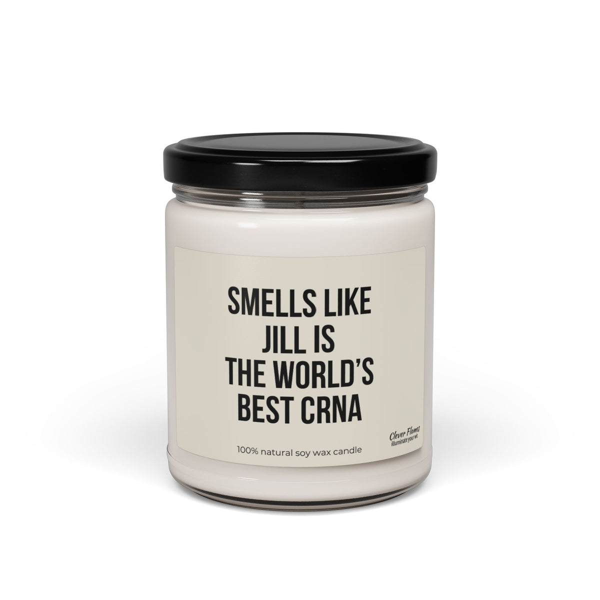 The Personalized "Smells Like the World's Best CRNA" Candle from Printify is an ideal gift for nurse anesthetists. This white candle comes in a glass jar with a black lid, and the label humorously honors Jill's excellence as a CRNA. Made from 100% natural soy wax, it celebrates exceptional anesthesia practice with every burn.