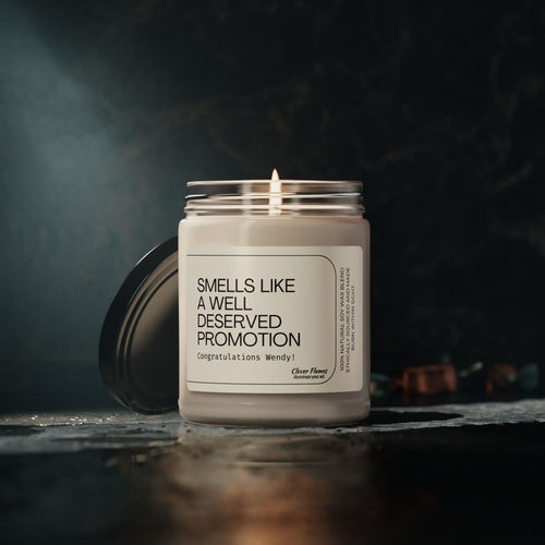 The Smells Like a Well Deserved Promotion personalized candle by Printify makes the perfect gift for celebrating a job promotion. Featuring a custom label in a glass jar, it’s an ideal congratulatory present for coworkers or friends.
